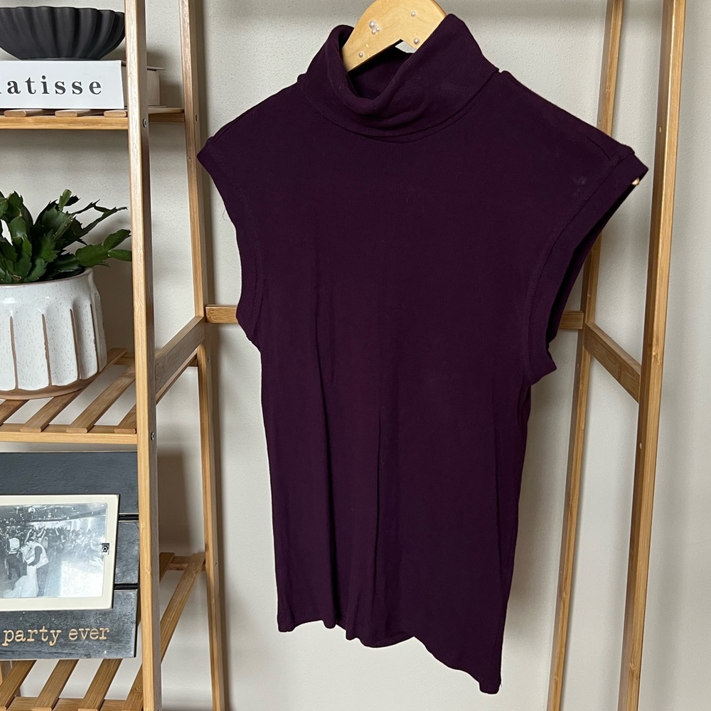Deep Purple Cap Sleeve Turtle Neck